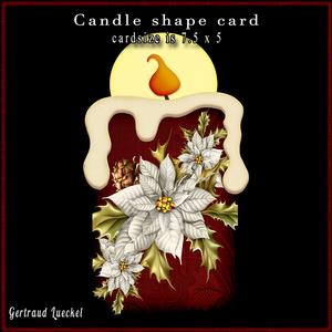 Candle Shape Card Christmas Poinsettia White 690