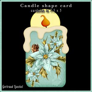 Candle Shape Card Christmas Poinsettia Blue 691