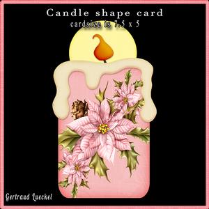 Candle Shape Card Christmas Poinsettia Pink 692