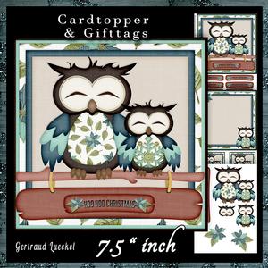 Hoo Hoo Christmas Cardtopper 705 Blue