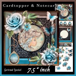 Cardtopper Blue Roses Frozen Wolf 706