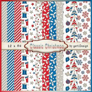 12 x A4 Backgroundpaper Classic Christmas 149