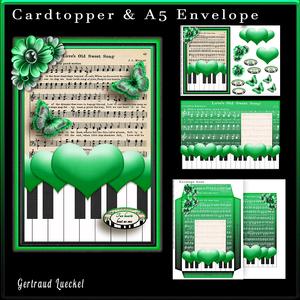 Cardtopper with Matching Envelope Green Black 764