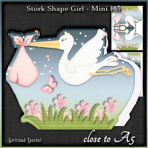 Stork Shaped Card Baby Girl 777