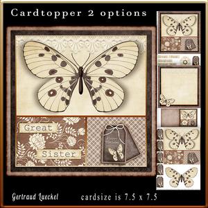 Cardtopper Butterly Themed Creme Brown 778