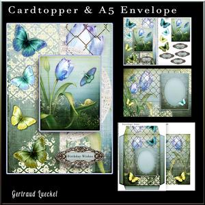 Cardtopper with Matching Envelope Blue Tulip 784