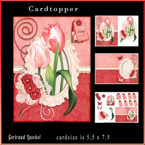 Cardtopper Tulip Spring Easter Red 791