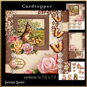 Cardtopper Cute Easter Card with Roses 797