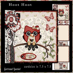 Happy Owl Cardtopper Black Red 823