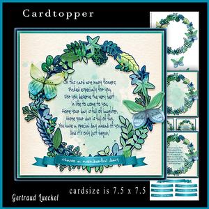 Watercolor Flowers Frame Blue Topper 844