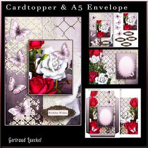Cardtopper with Matching Envelope Roses 866