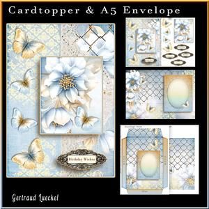 Cardtopper with Matching Envelope Ice Rose 869
