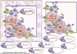 Card Topper purple rose 102