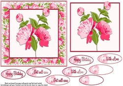 Card Topper Pink Flower 106