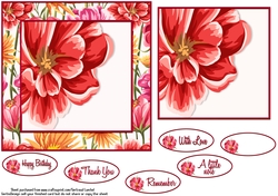 Card Topper Red Flower 107