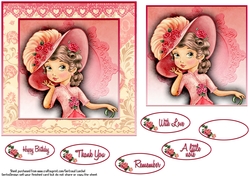 Card Topper Victorian Lady  pink 110