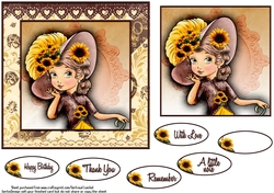 Card Topper Victorian Lady Sunflower 112
