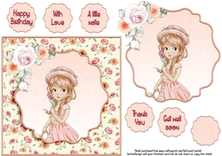 Card Topper Beautiful Rose Tulip Girl 112