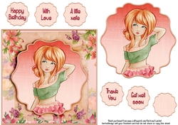 Card Topper Beautiful Rose Tulip Girl 115