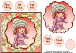 Card Topper Cute Girl 116