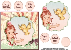 Card Topper Cute Girl 122