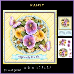 Lace and Flowers Pansy card topper kit 904