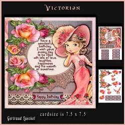 Vintage Victorian Time Lady Pink Roses 918