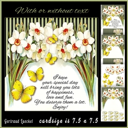 Vintage Daffodils Butterflies And Stripes 949