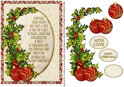 Christmas Holly & Bauble with Text Red