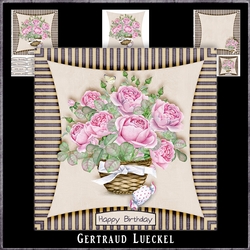 Watercolor Flower & Stripes Basket 985
