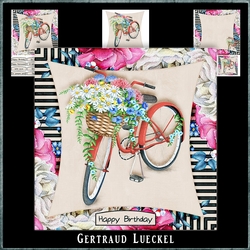 Watercolor Flower & Stripes Basket Bike 988