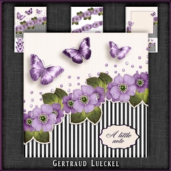 Vintage stripes flowers and butterflies purple 1076