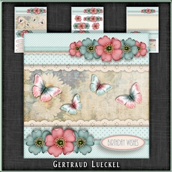 Vintage Stripes Dots Flowers blush pastel blue 1099