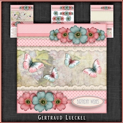 Vintage Stripes Dots Flowers blush soft blue 1100
