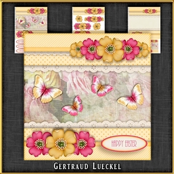 Vintage Stripes Dots Flowers pink yellow 1102