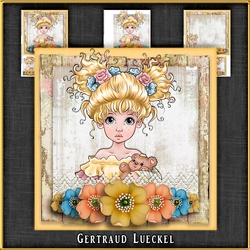 Vintage Wildroses Girl Card Topper 1125