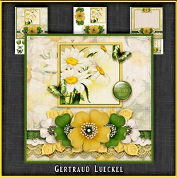 Vintage Grunge Card Kit  Flowers and Laces yellow green 1150