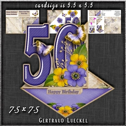 Vintage Easel 50th Birthday Card Kit 1179