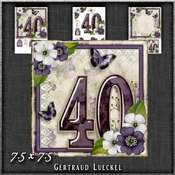 Vintage Birthday 40th Card Topper Kit 1187