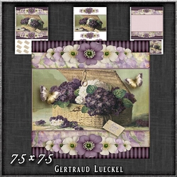 Vintage Stripes and Flowers purple 1205