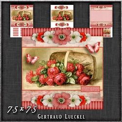 Vintage Stripes and Flowers red 1209