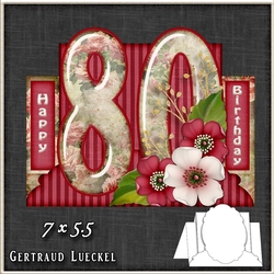 Vintage 80th Birthday Stepper Card Kit 1214