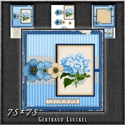 Vintage Lace Flower Blue Card Kit 1222