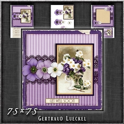 Vintage Lace Flower Purple Card Kit 1224