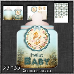 Vintage Baby Bottle Card blue 1237