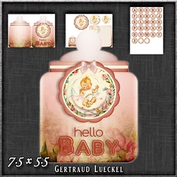 Vintage Baby Bottle Card pink 1238