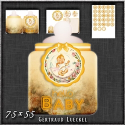 Vintage Baby Bottle Card yellow 1239