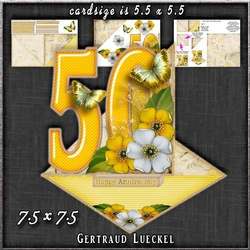 Vintage Easel 50th Golden Wedding Card Kit 1181