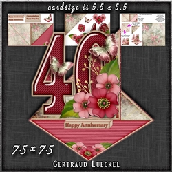 Vintage Easel 40th Ruby Wedding Card Kit 1178
