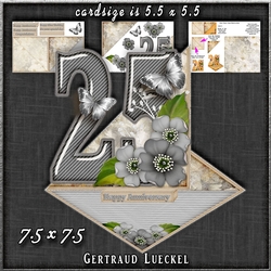 Vintage Easel 25th Silver Wedding Card Kit 1184